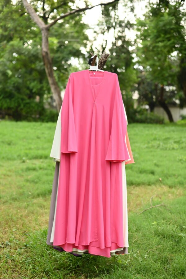 3 Piece Nida Abaya Pink