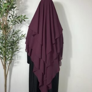 Three Layers Chiffon Khimar- Purple