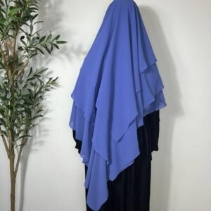 Three Layers Chiffon Khimar - Blue