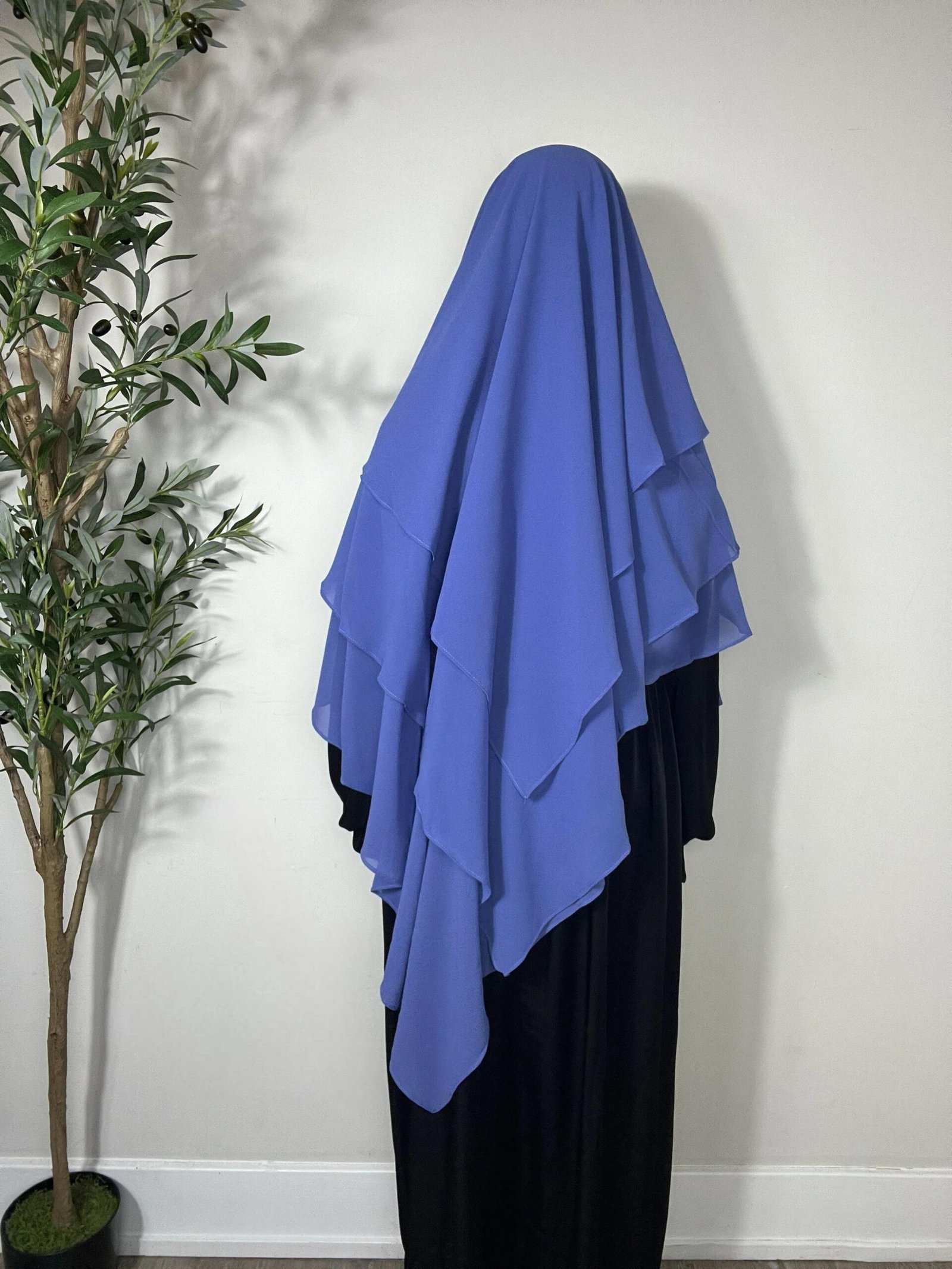 Three Layers Chiffon Khimar - Blue