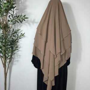 Three Layers Chiffon Khimar- Khaki