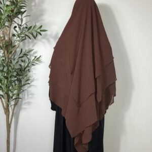 Three Layers Chiffon Khimar - Brown