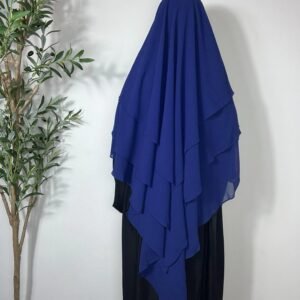 Three Layers Chiffon Khimar- Navy