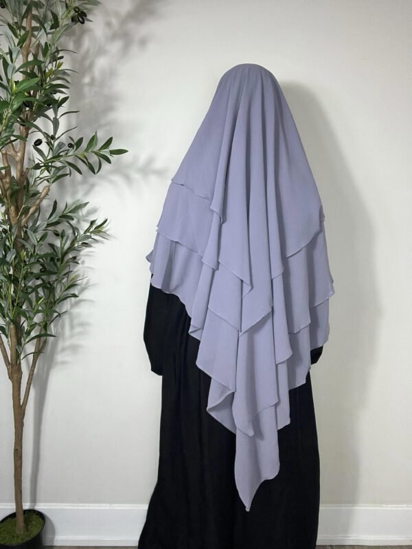 Three Layers Chiffon Khimar- Grey