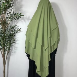 Three Layers Chiffon Khimar- Green