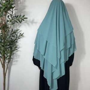 Three Layers Chiffon Khimar- Mint