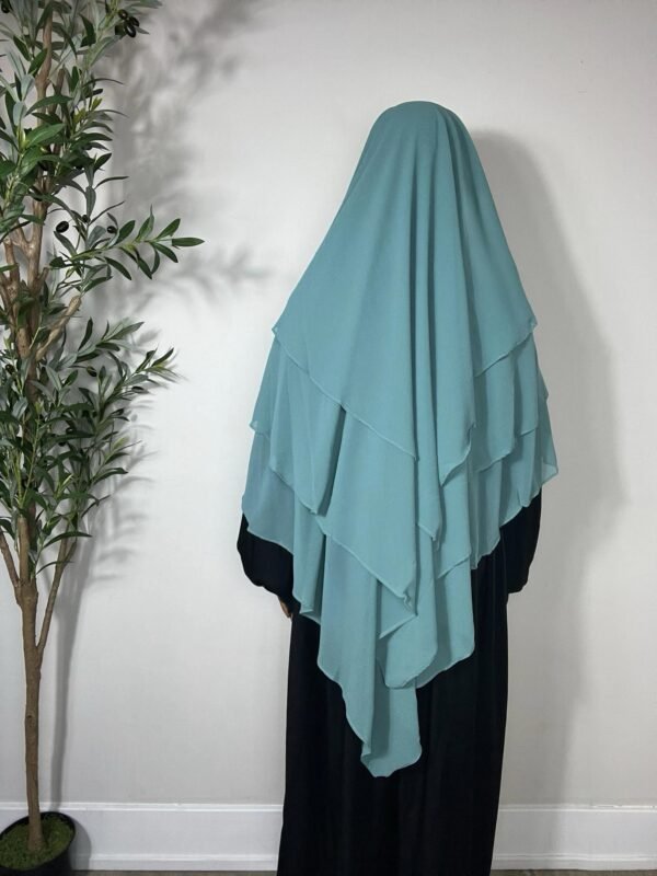 Three Layers Chiffon Khimar- Mint